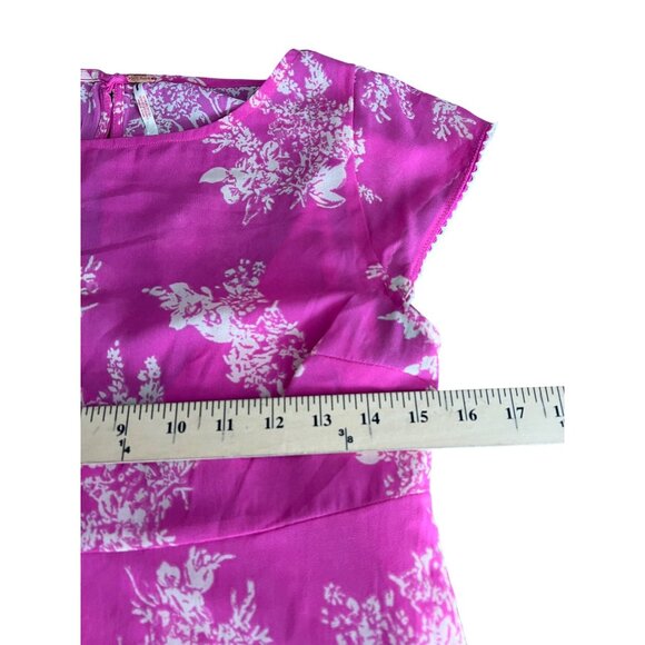 Free People Mazzi Pink Floral Mini Dress Cap Sleeves Keyhole Back Size XS - Picture 10 of 16